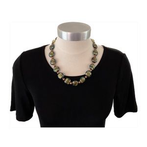 Coldwater Creek Unique Green Glass Beaded Necklace 20”